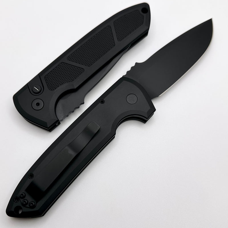 Pro-Tech Les George Rockeye Operator Textured Handle Black & DLC S35 LG307 Operator