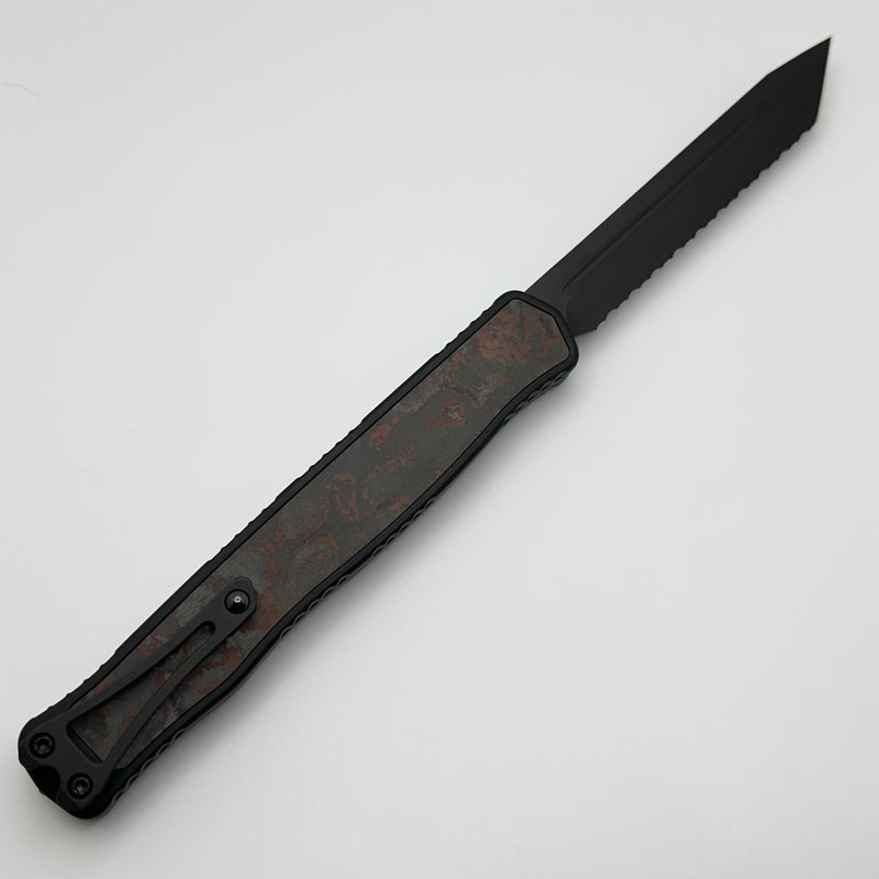 Heretic Knives Cleric II 2 Blood Red Camo Carbon Inlays & DLC Tanto F/S Magnacut H019-6C-RD/CC Pre Owned