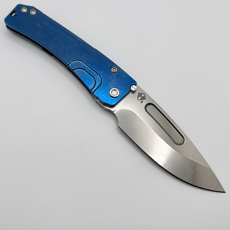 Medford Knife Slim Midi LH Left Handed Tumbled S45 w/ Blue Tumbled Handles