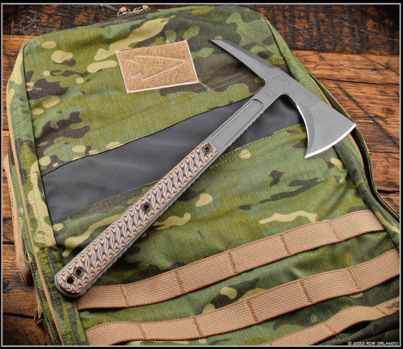RMJ Tactical Kestrel Feather 80CRV2 Tomahawk w/ Hyena Brown G-10
