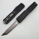 Microtech Ultratech ZBP Tanto Stonewash Partial Serrated w/ Black Handle 1123-11