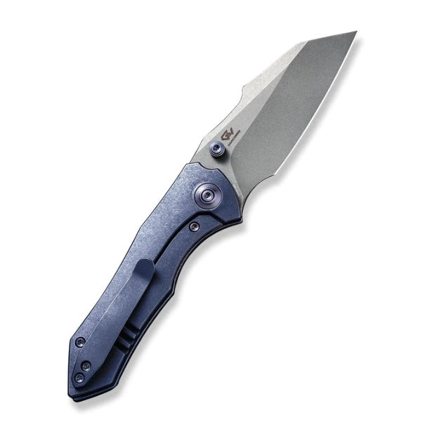 We Knife High-Fin Blue Tumbled Titanium w/ CPM-20CV WE22005-3