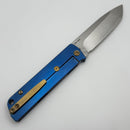 Medford Antik Front Flipper Tumbled S45 Tanto & Blue Tumbled Titanium Handles w/ Bronze Hardware/Clip