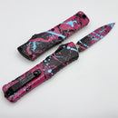 Microtech Knives Combat Troodon Gen III D/E Black/Pink Light Blue Splatter Signature Series 1142-1BKPKLBSPLS