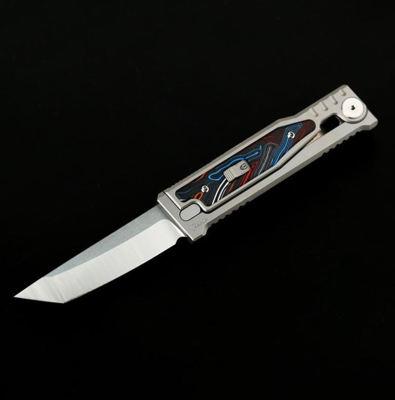 Reate EXO M Multi Color Damascus Pattern G-10 & Satin/Stonewash Tanto