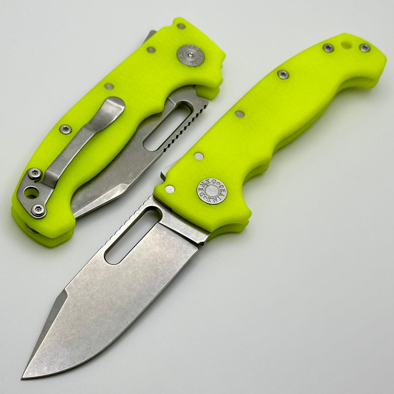 Demko Knives MG AD20S V2 Clip Point Full Flat Grind MagnaCut & Day Glow G-10