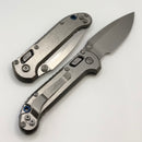Marfione Select Microtech LUDT Ram-Lok w/ Slab Side Titanium Handles & Blue Accents & Stonewash Drop Point 1135RLS-10MS2