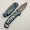 Microtech Marfione Select LUDT Gen III Ice Blue Frag Titanium Handles w/ Blue Accents & Stonewash S/E 1135-10FRMS6