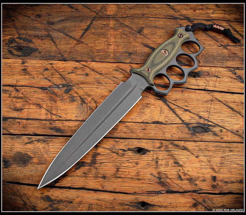 RMJ Tactical Lady Death Dirty Olive G-10 & MagnaCut Fixed Blade ONE PER HOUSEHOLD