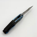 Yan Knives GTC Cabot - Carbon Fiber Handles w/ Blue Crystal Ti Bolster S90V Compound Ground Blade