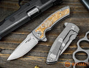 Defiant 7 Hyrax Flipper w/ Titanium Mokume Inlaid Handles & Stonewash MagnaCut