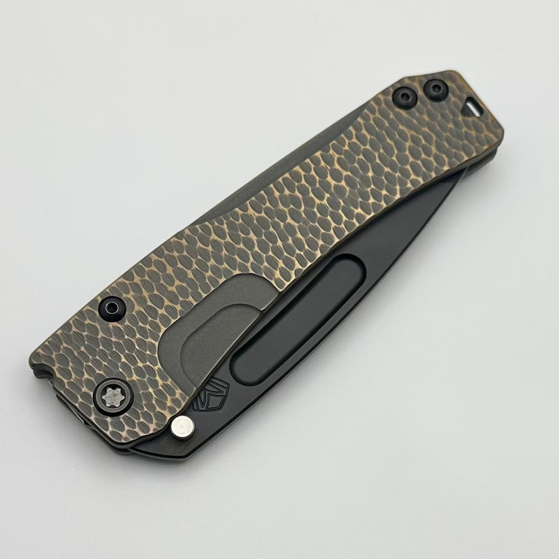 Medford Knife Slim Midi DLC Tanto S45 & Bead Blast/Cement/Bronze Cobblestone Handles w/ Black Hardware