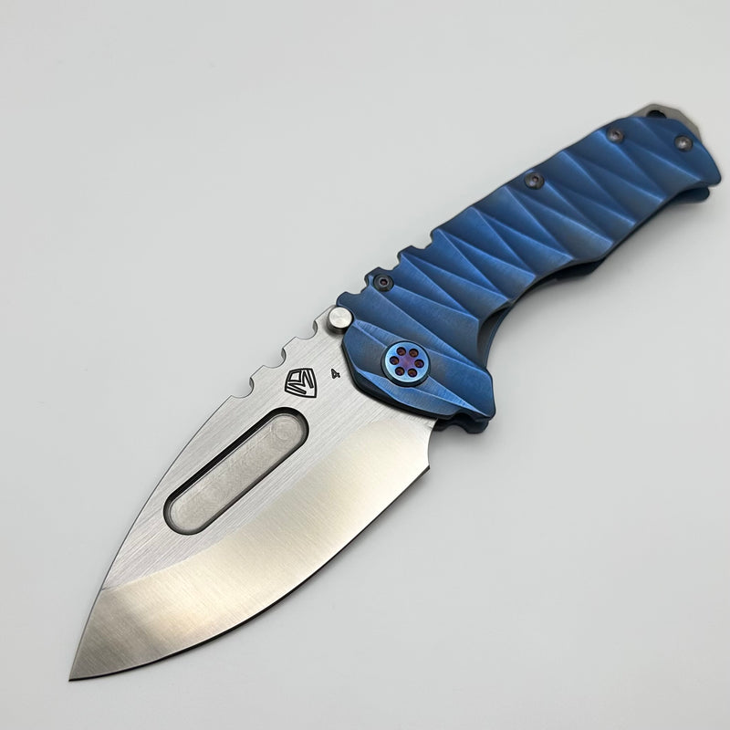 Medford Knife Praetorian T Drop Point Tumbled S45 & Bead Blast/Blue Lightning Handles w/ Flamed Hardware/Clip