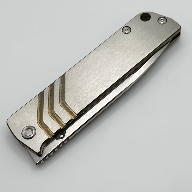 Medford Antik Front Flipper Bronze w/ Brushed Silver Handles & Tumbled S45 Drop Point