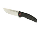 Reate Knives Jack Jr. Black Aluminum Integral Handle w/ Carbon Fiber Inlay & Red Pivot Collar & Satin S30V