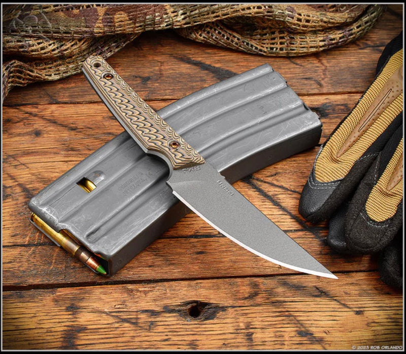 RMJ Tactical Unmei Hyena Brown G-10 & MagnaCut Fixed Blade
