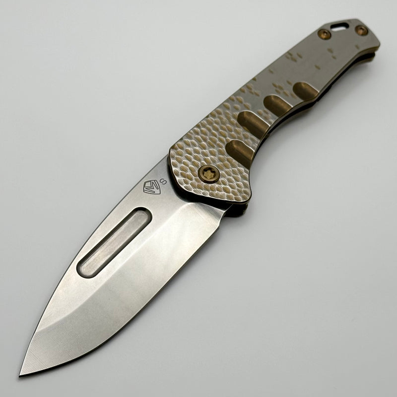 Medford Praetorian Slim S35VN Tumbled Drop Point & Bronze Cobblestone Fade Handles w/ Bronze Hardware/Clip