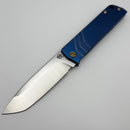 Medford Antik Front Flipper Tumbled S45 Tanto & Blue Tumbled Titanium Handles w/ Bronze Hardware/Clip