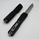 Microtech Ultratech ZBP Tanto Stonewash Full Serrated w/ Black Handle 1123-12