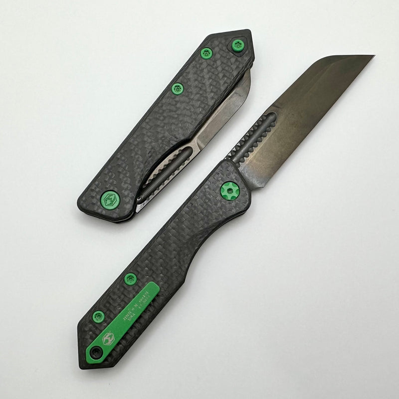 Heretic Knives Jinn Carbon Fiber w/ Toxic Green Hardware & DLC H013-6A-CFTX