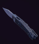 Pre Order Custom Knife Factory Puma w/ Blue Carbon Fiber Inlaid Blackwash Titanium Handles & Blackwash M398