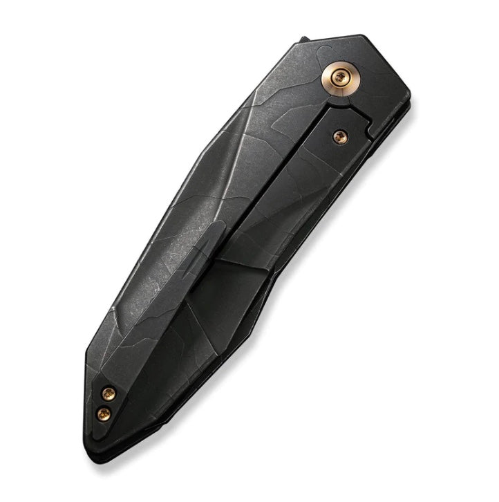 We Knife Solid Flipper Black Etch Integral Titanium Handle & Black Etch 20CV WE22028-5