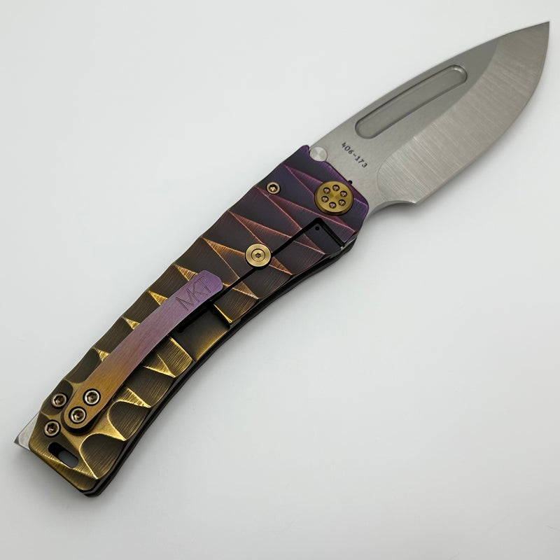 Medford Marauder H Bronze/Violet Lightning Sculpted Handles w/ Bronze Hardware/Clip & S45VN Tumbled Drop Point