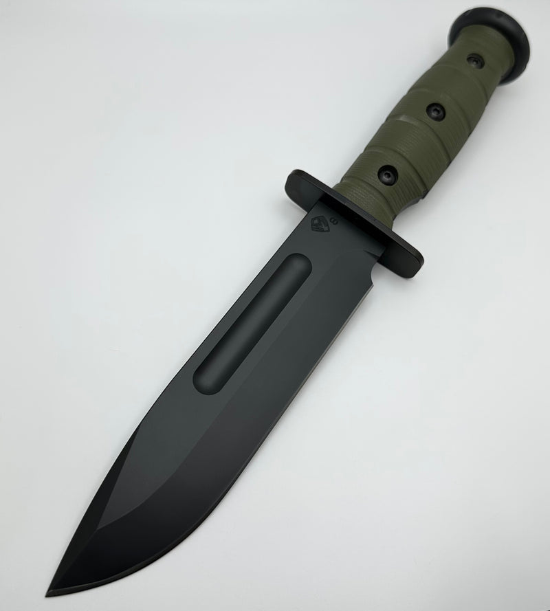 Medford Knife USMC Fighter Fixed Blade DLC CPM-S35VN w/ OD Green G-10 Handle