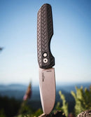 Pro-Tech Vero Designs Synapse 2 Auto w/ Black Herringbone Aluminum Handle & Stonewash MagnaMax