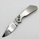 PRE OWNED Pro-Tech PT Plus Hand Satin/Blasted Chamfers Handle w/ Black Lip Pearl Button & Mirrored Compound Mike Irie Blade 2023 Strider PT+ Custom 005 PRE OWNED