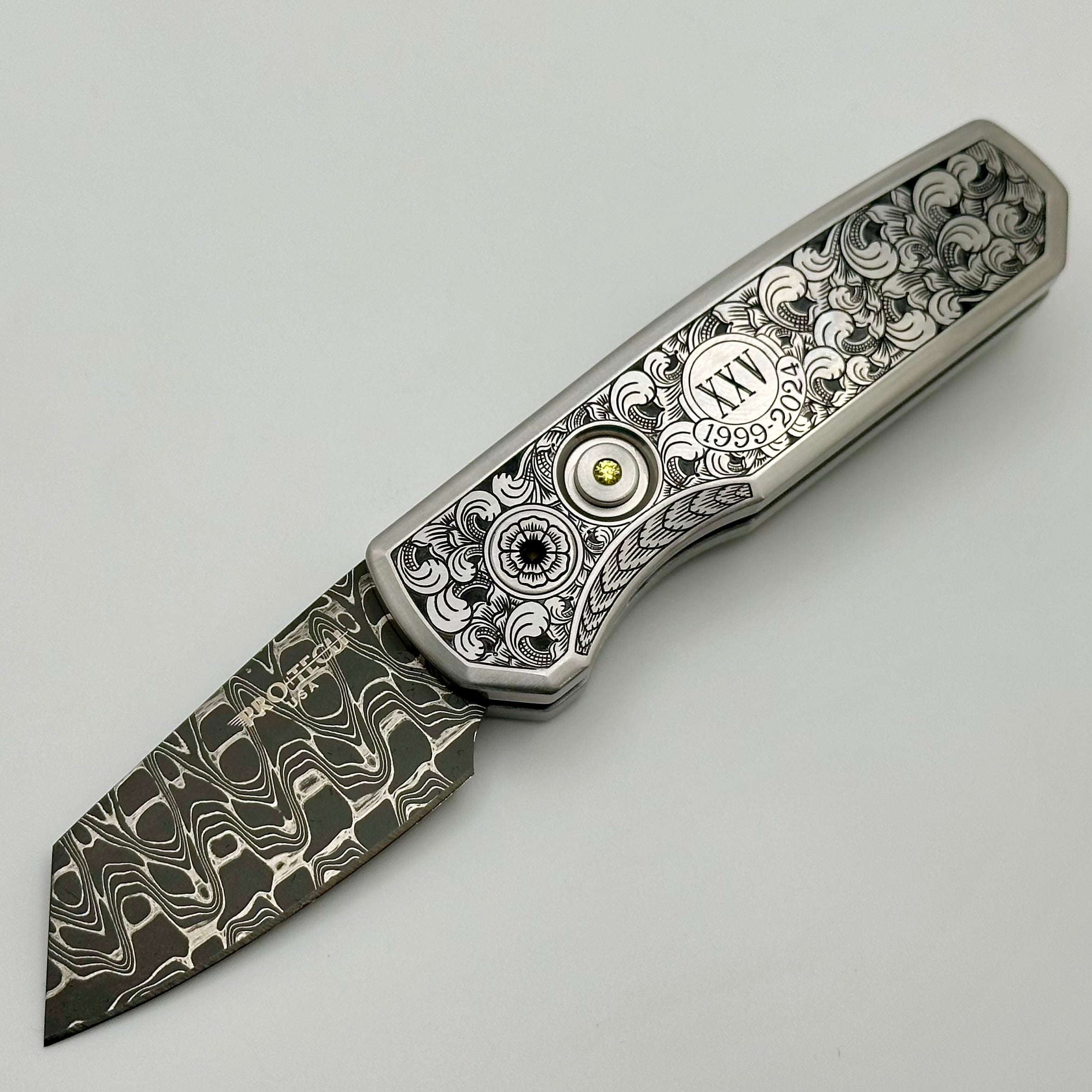 Pro-Tech Runt 5 Ultimate Custom w/ Engraved Stainless Steel Handle & D
