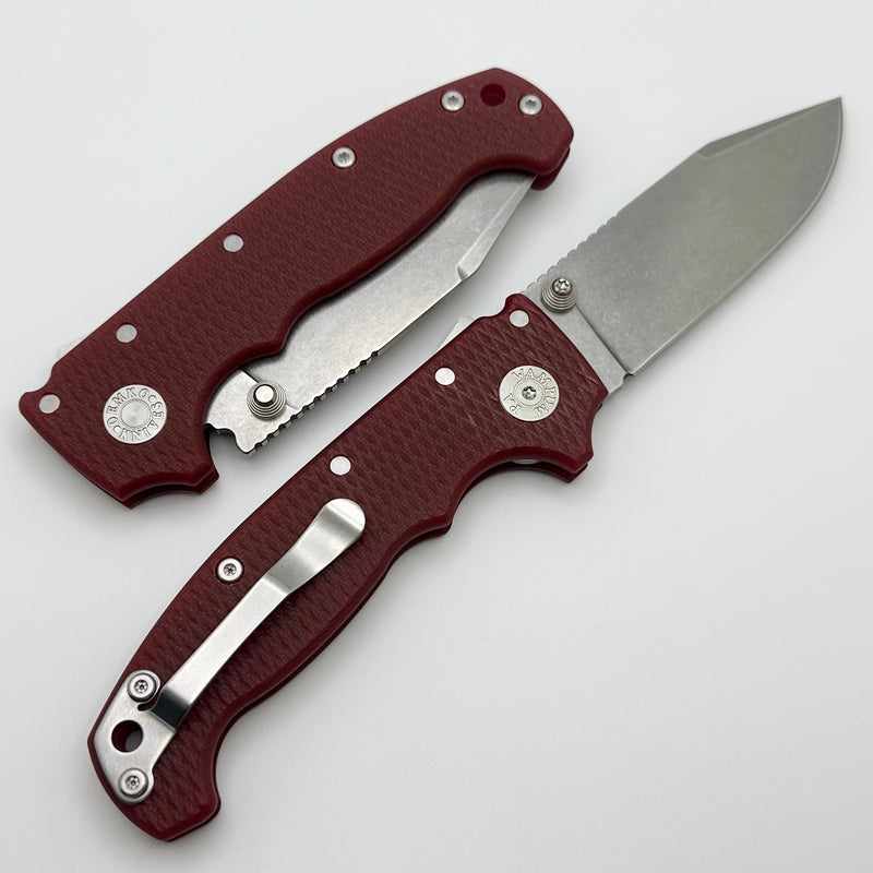 Demko Knives MG AD20S V2 Clip Point Full Flat Grind MagnaCut & Red G-10