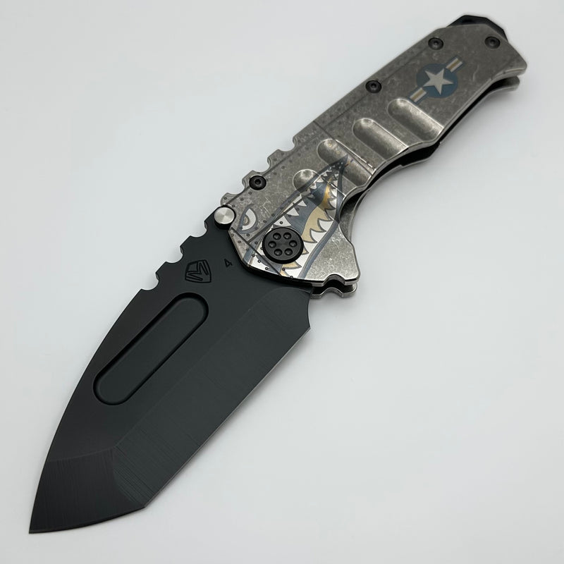 Medford Knife Praetorian T DLC S45 Tanto & Warthog Engraved Handle w/ Black Hardware