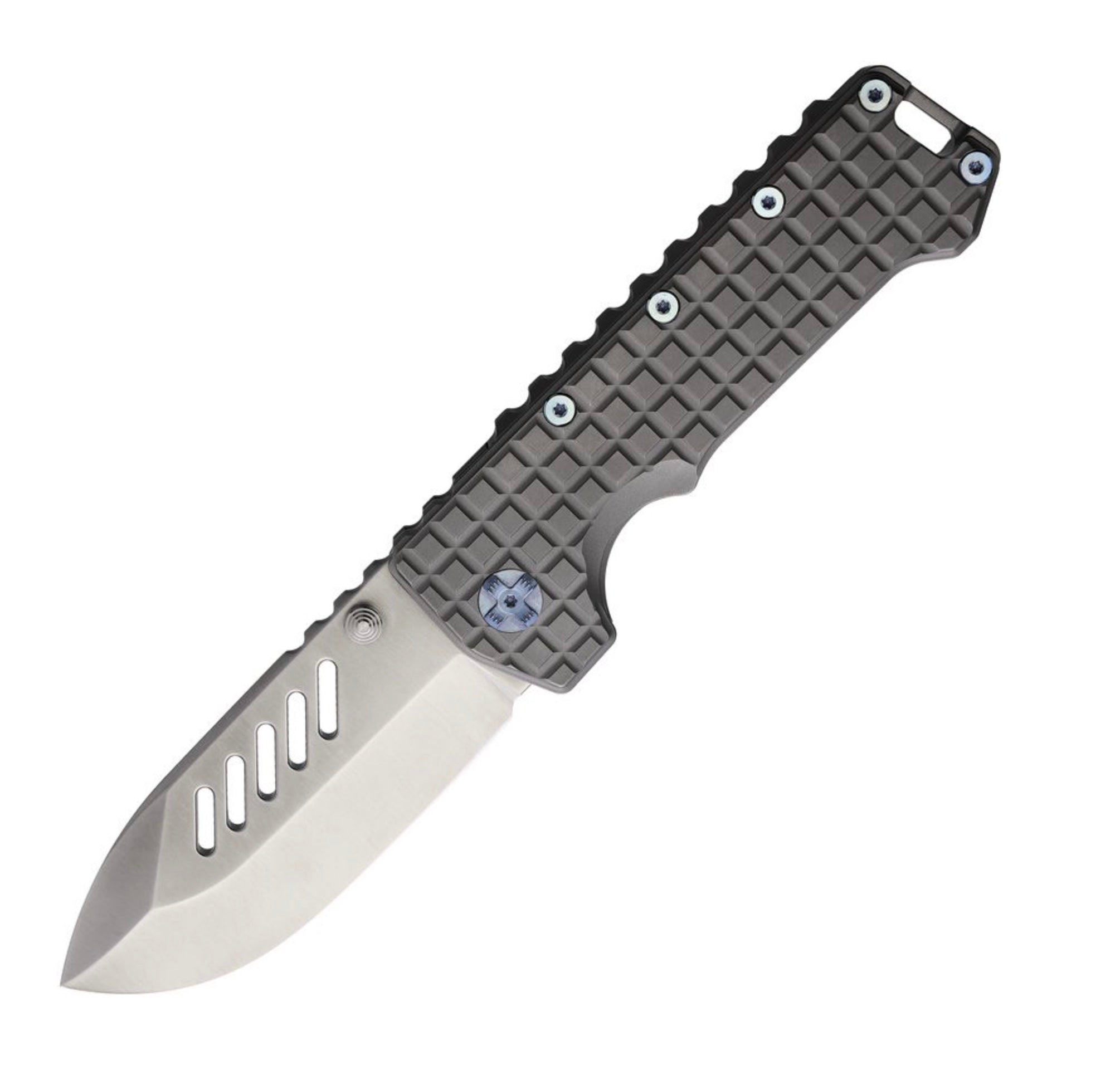 PMP Knives Kodiak Frame Lock Milled Titanium w/ Blue Hardware & M390 P