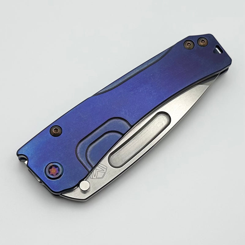 Medford Knife Slim Midi Polished Tumbled Tanto S45 & Tumbled Violet Handles w/ Flamed Hardware/Clip