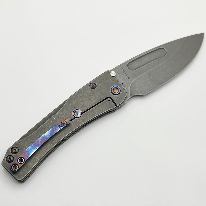 Medford Knife Slim Midi S45 "Old School" Tumbled Drop Point w/ Tumbled Handles & Flamed Hardware/Clip