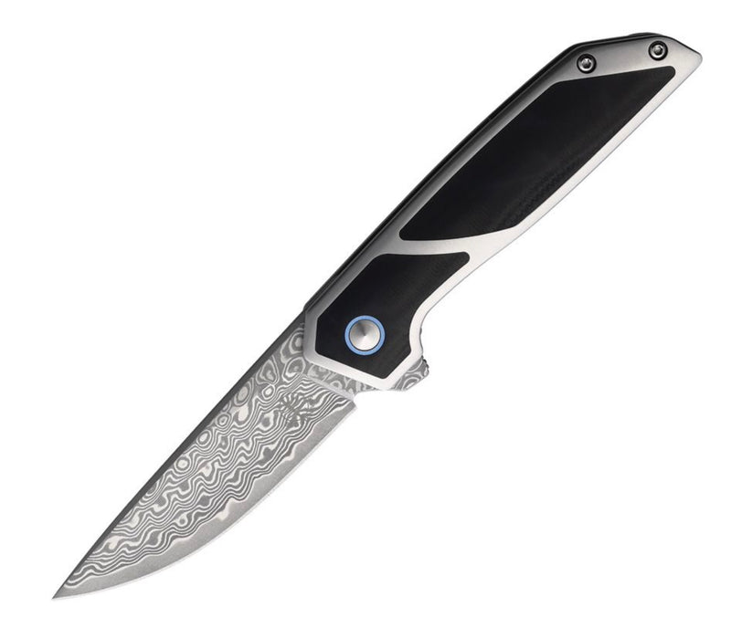 Begg Knives Diamici Stainless Steel Handles w/ Black G-10 Inlays & Damascus Blade BG015