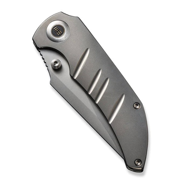 We Knife Polished Bead Blasted Riff-Raff Milled Titanium Handles w/ CPM-20CV WE22020B-4