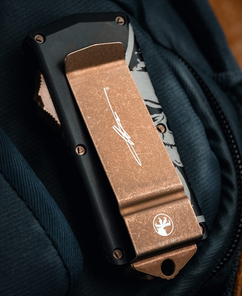 Microtech Exocet T/E Tanto Bronze Death Card Signature Series 158-13DCS