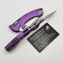 Microtech Amphibian Mini RAM LOK Stonewash Titanium Purple Haze Slab & Stonewash M390MK W/ Purple Accents 137MRL-10MS5