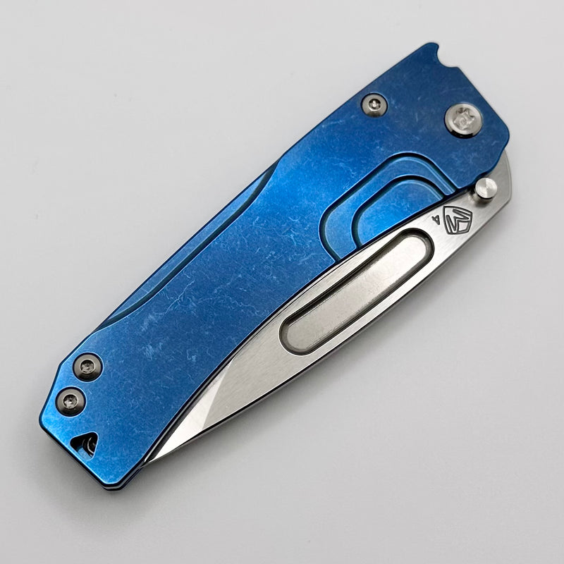 Medford Knife Slim Midi LH Left Handed Tumbled S45 w/ Blue Tumbled Handles