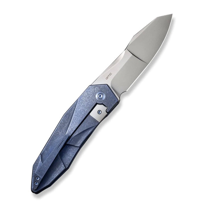 We Knife Solid Flipper Blue Integral Titanium Handle & Polished Bead Blast 20CV WE22028-4