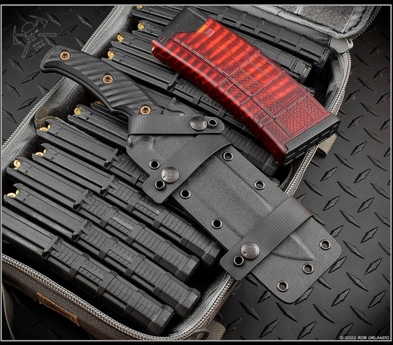 RMJ Tactical Combat Africa Fixed Blade Graphite Black w/ Black G-10 & Kydex Sheath