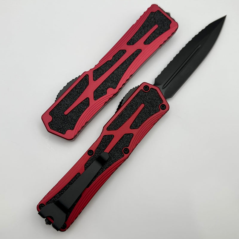 Heretic Knives Colossus DLC Double Edge Full Serrated Magnacut & Red Handle H041-6C-RED