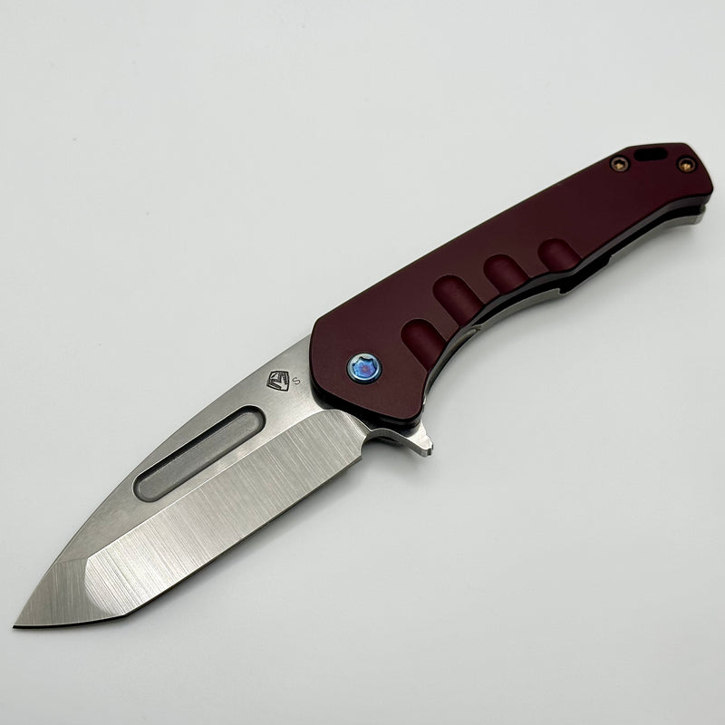 Medford Swift FL Framelock Flipper w/ Tumbled Tanto S35 & Red Handle w/ Flamed Hardware/Clip PRE OWNED