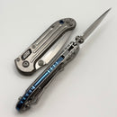 Marfione Select Microtech LUDT Ram-Lok w/ Grooved Titanium Handles & Blue Accents & Stonewash Drop Point 1135RLG-10MS2