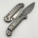 Marfione Select Microtech LUDT Ram-Lok w/ Grooved Titanium Handles & Blue Accents & Stonewash Drop Point 1135RLG-10MS2