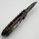 Medford Knife Praetorian TI Vulcan S45VN Drop Point & Bronze/Violet Fade Lightning Sculpted Handles w/ Flamed Hardware/Clip