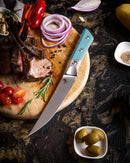 Microtech Boning Knife Caribbean Blue G-10/Titanium Bolster Handle w/ Stonewash M390MK 3100B-10CA