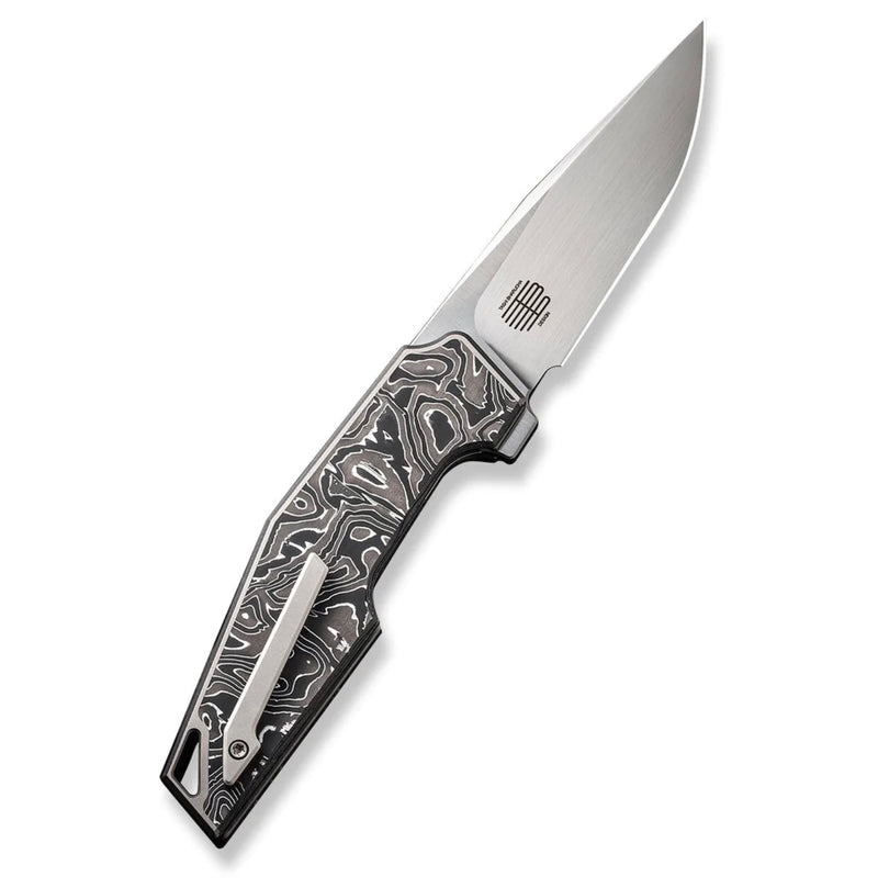 WE Baloo Flipper Folding Knife Gray/Dark Green Titanium/Micarta Inlay  Handle 20CV Drop Point Plain